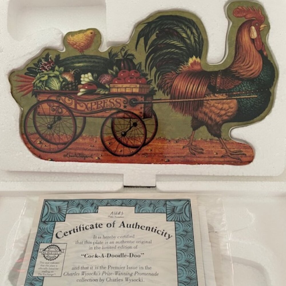 The Bradford Exchange 2002 Rooster Plate# A1883, 2002, COA, NEW